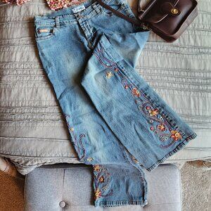 Gasoline Embroidered Flare Jeans Sz 5